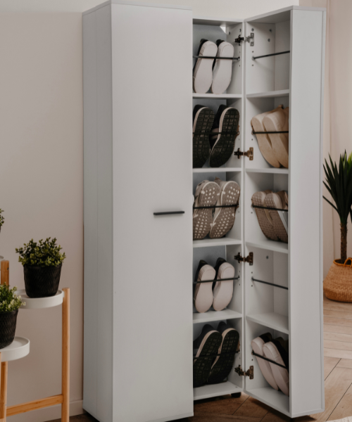 Emob Schoenenkast Satine - 74x34x181cm - 2 Deuren - Wit