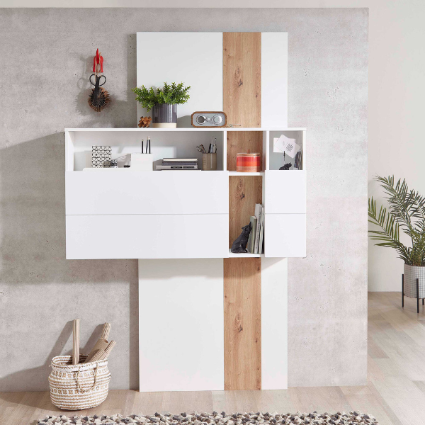 Emob Secretaire Inovo 120cm 1 Deur - Wit/eik