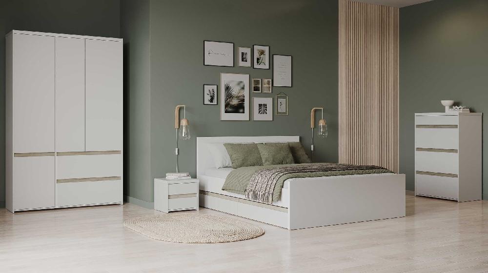 Emob Set Van 2 Bedlades Clyde - Wit/eikdecor