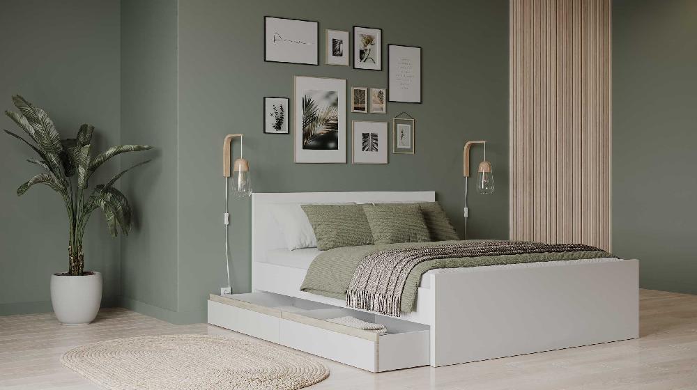 Emob Set Van 2 Bedlades Clyde - Wit/eikdecor