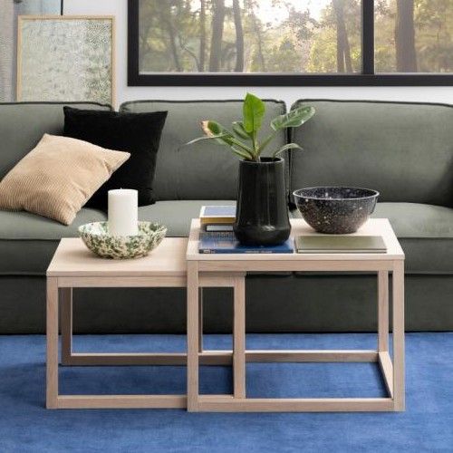 emob Set van 2 salontafels Cornius - witte eik