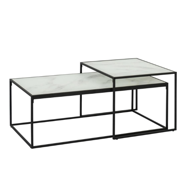Emob Set Van 2 Salontafels Dejan - Zwart/marmer