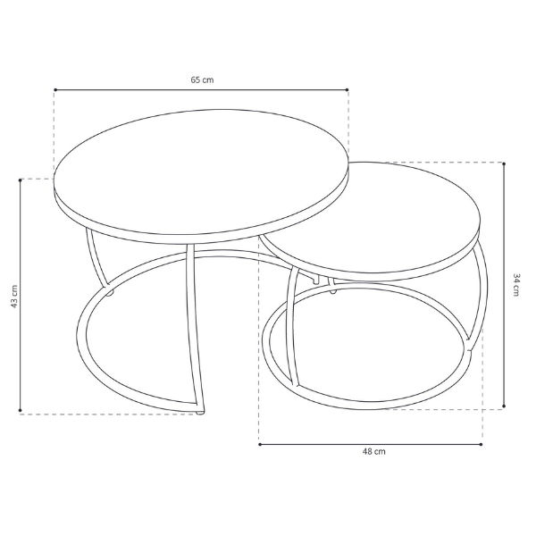 Emob Set Van 2 Salontafels Lars-grijs Mangohout
