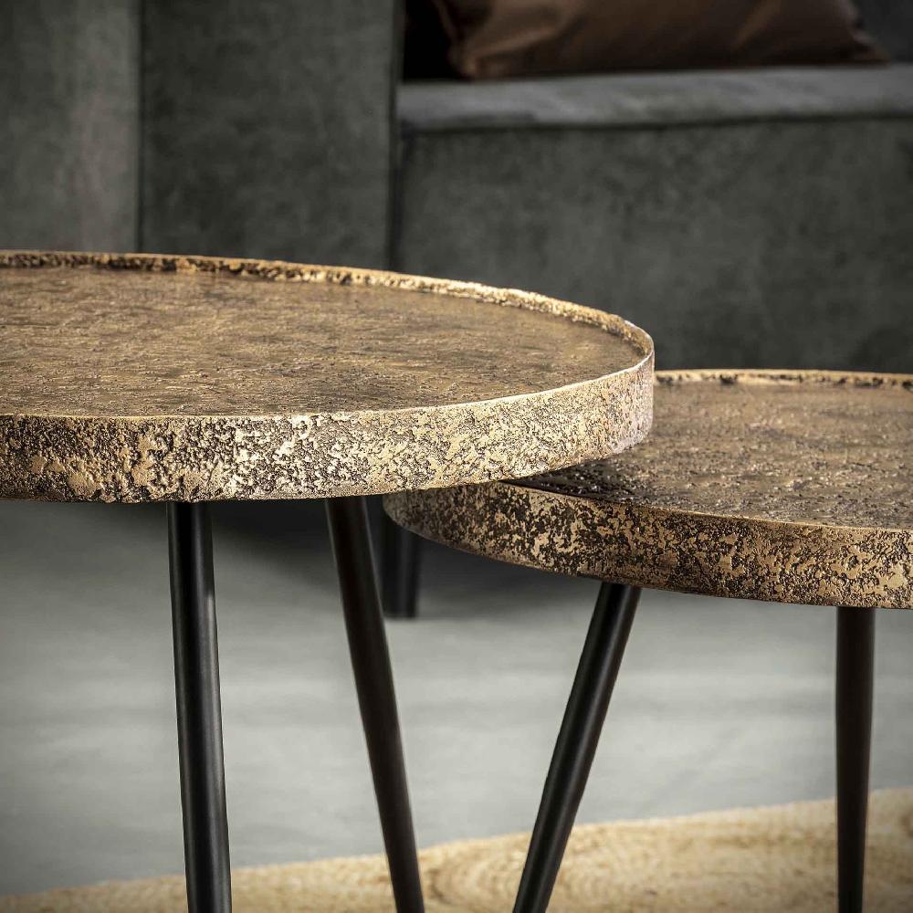 Emob Set Van 2 Salontafels Pomi - Brons Antiek