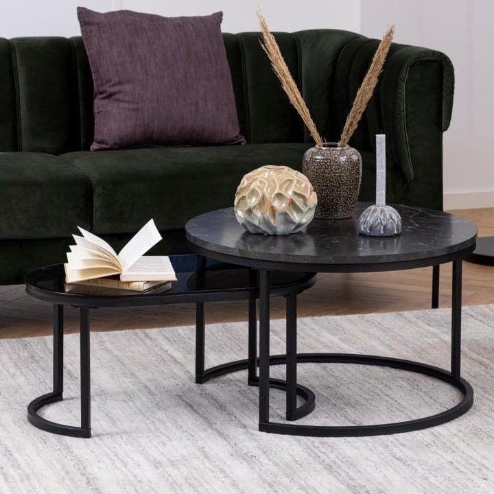 emob Set van 2 salontafels Spiro - zwart/grijs