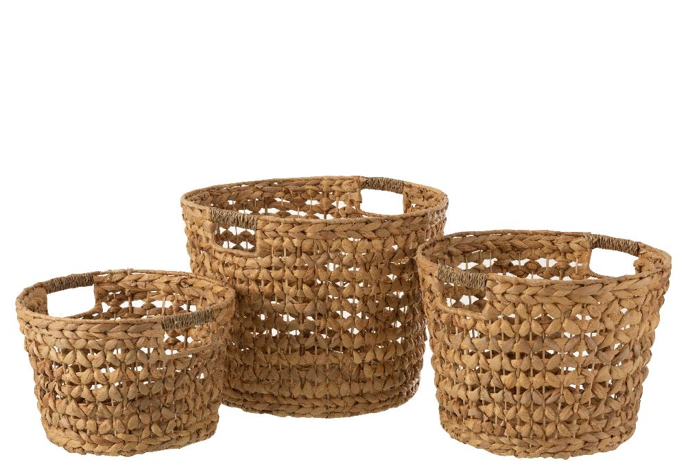 emob Set van 3 manden waterhyacinth naturel