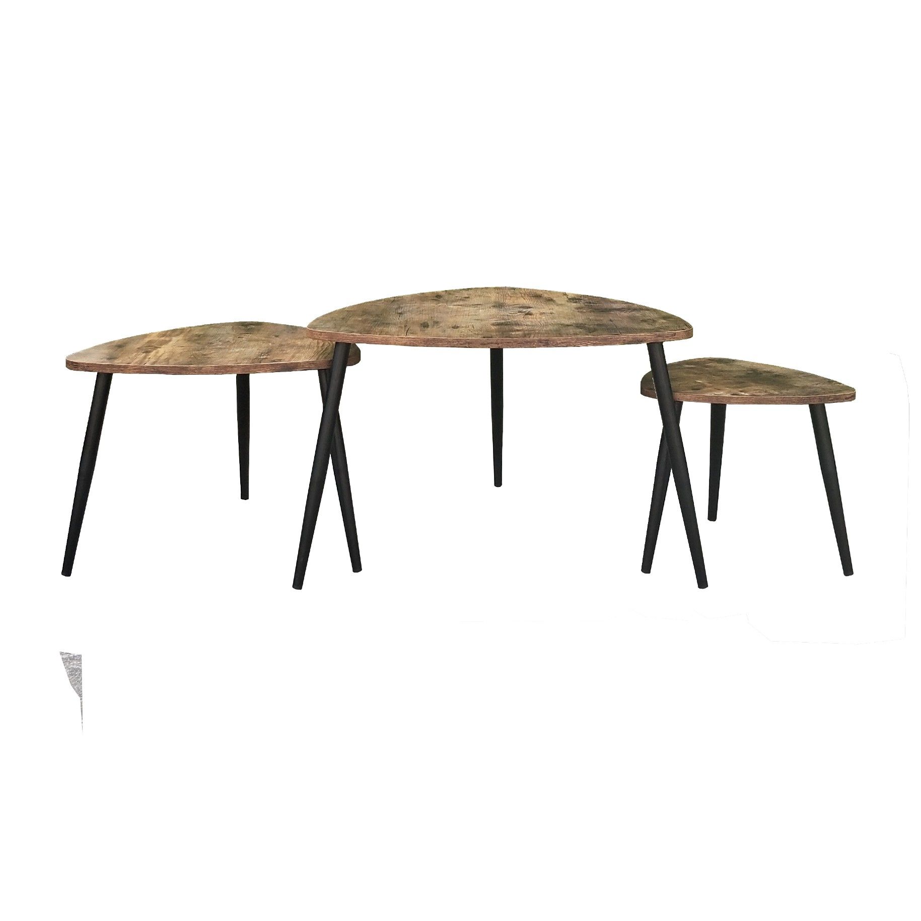 emob Set van 3 salontafels Niekirk - bruin/zwart