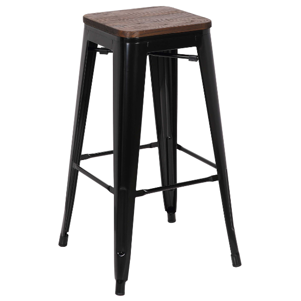 emob Set van 4 barstoelen Olly industrieel - zwart