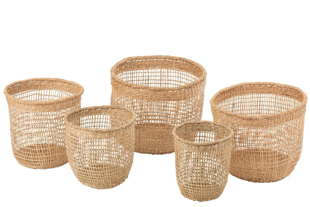 emob Set van 5 manden oasis zeegras licht naturel