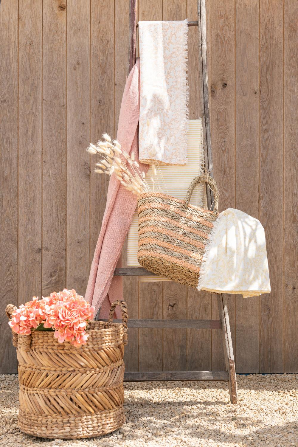 Emob Set Van Drie Manden Gevlochten Raffia Naturel