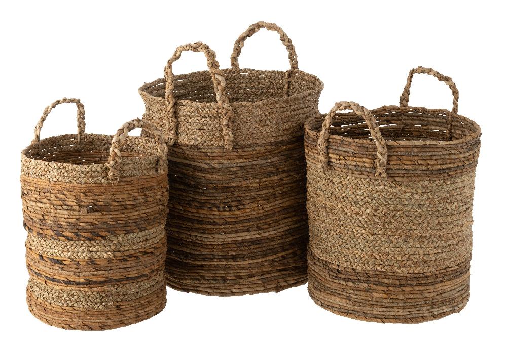 emob Set van drie manden lucie raffia naturel
