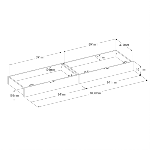 Emob Set Van Twee Lades Yuri - Antraciet
