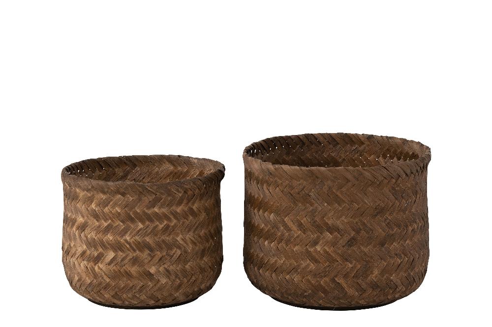 Emob Set Van Twee Mand Bamboo Donkerbruin