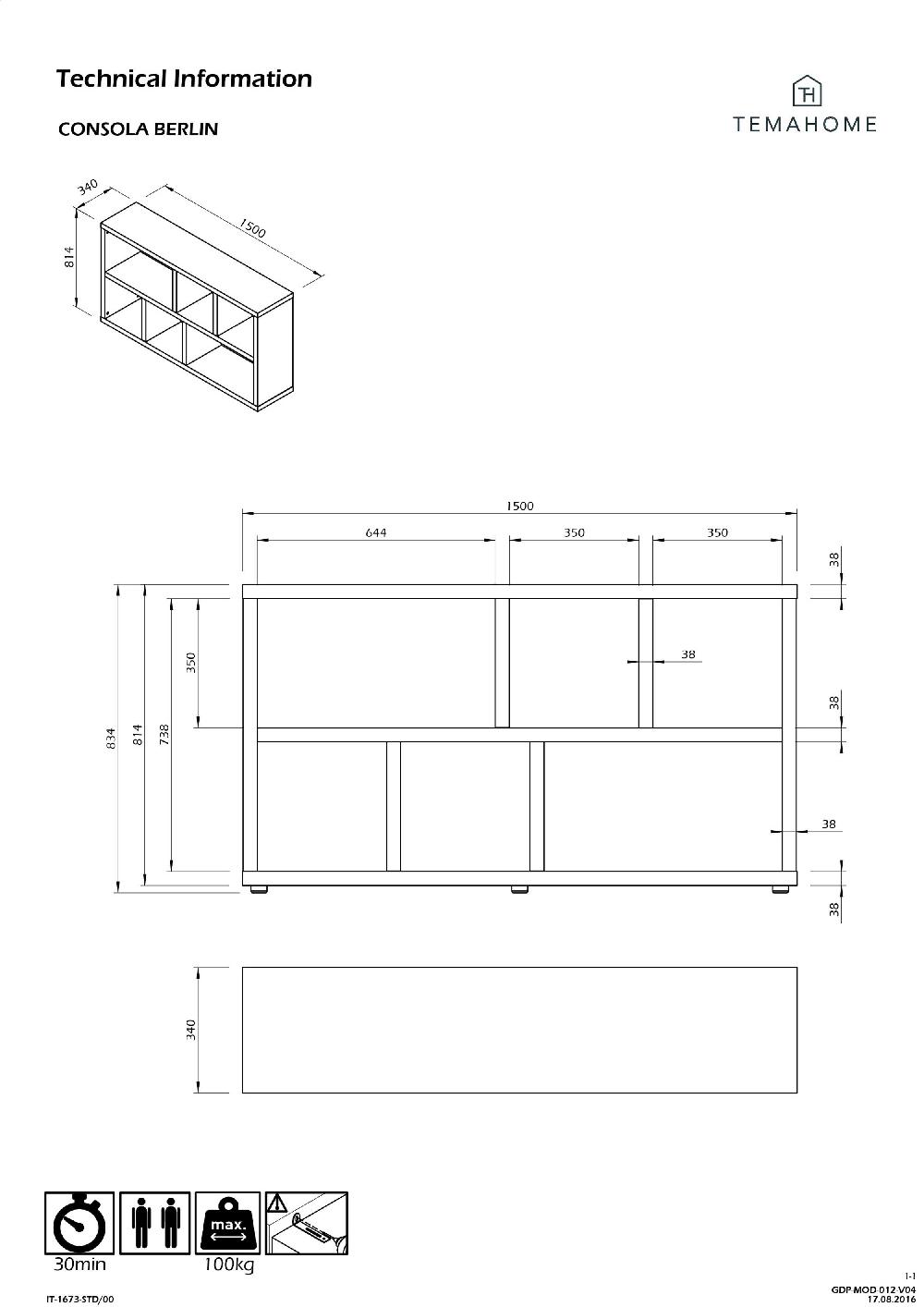 Emob Sidetable Berkeley 6 Vakken - Beton