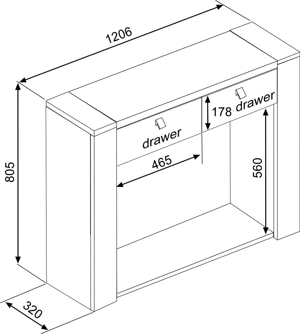 Emob Sidetable Iris 120cm Met 2 Lades - Grijs Beton