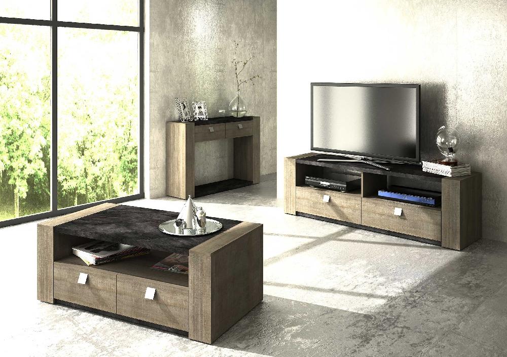 Emob Sidetable Iris 120cm Met 2 Lades - Grijs Beton