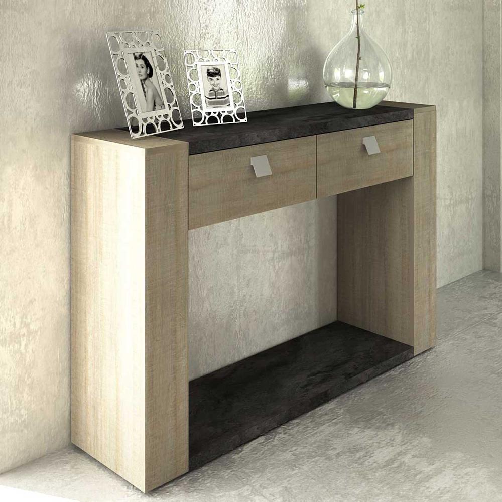 emob Sidetable Iris 120cm met 2 lades - grijs beton