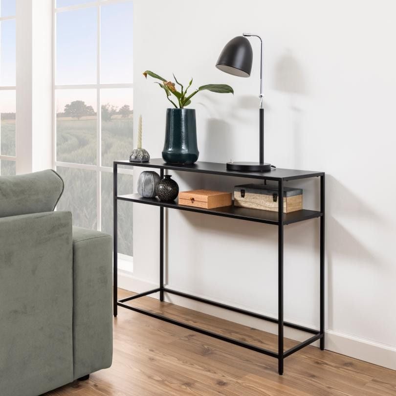 emob Sidetable Nebas 100cm 1 legplank - mat zwart