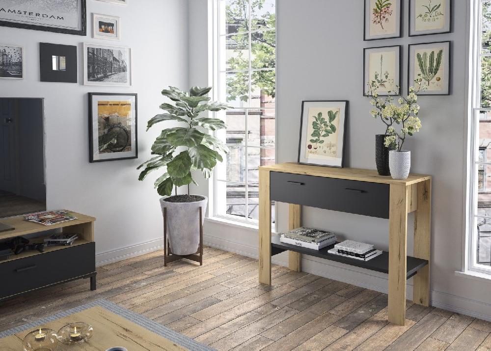 Emob Sidetable Tando 1 Lade - Eik/zwart