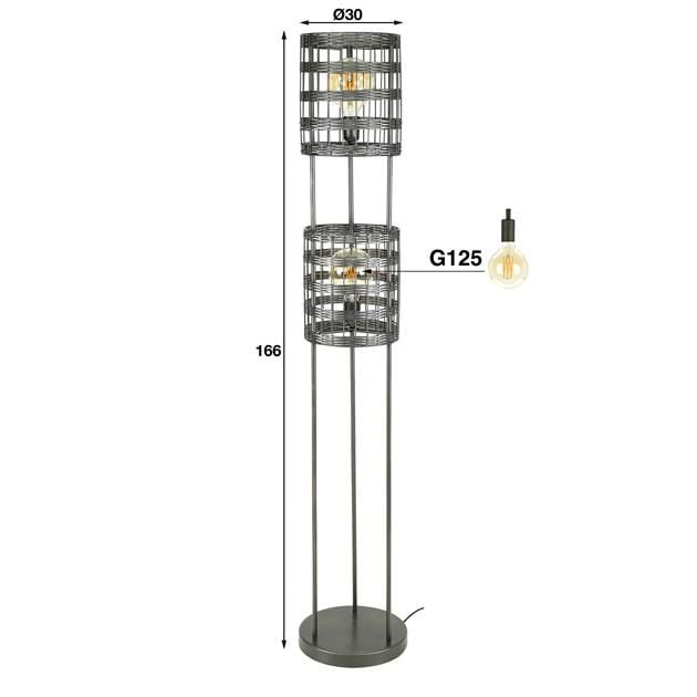 Emob Staande Lamp Basky 166 Cm-zwarte Nikkel