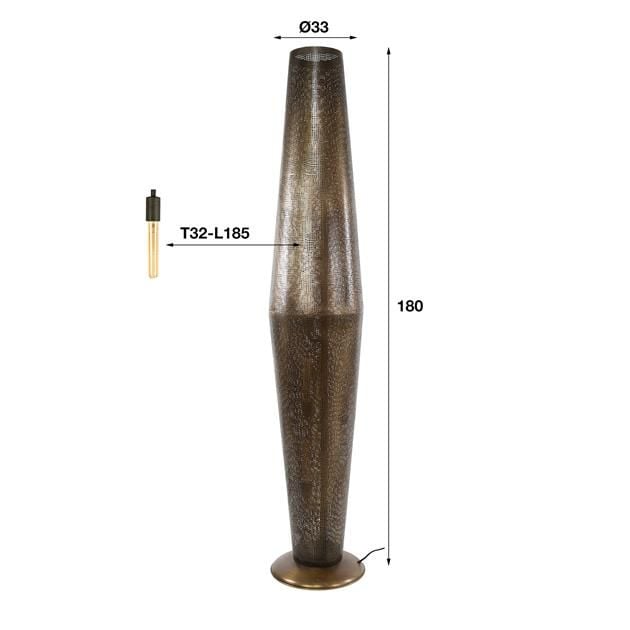 Emob Staande Lamp Casimir 180 Cm-antiek Brons