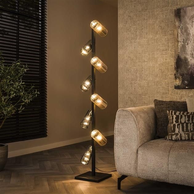 emob Staande lamp Cylian-amber/chrome glas