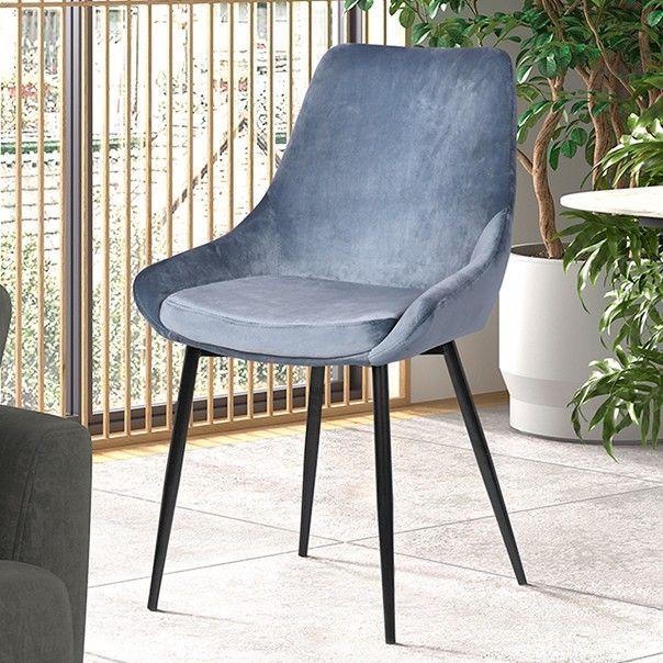 emob Stoel Mirano metaal/fluweel - blauw