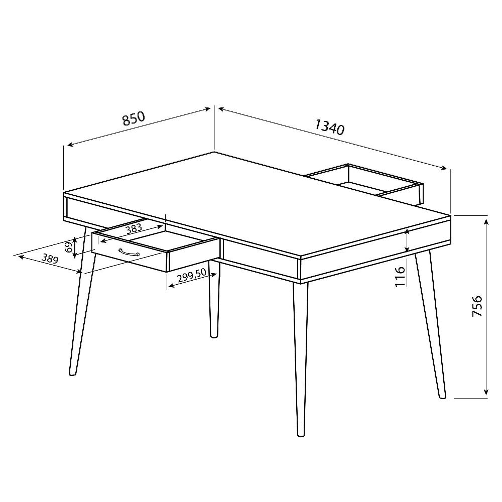 Emob Tafel Horizon 134x85 - Eik/zwart