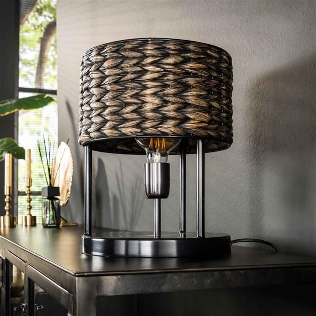 Emob Tafellamp Hyanna-waterhyacint/zwart Nikkel