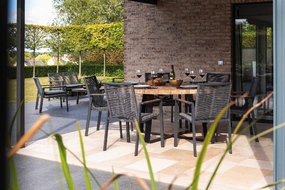 Emob Tuintafel Margarite Ø160 - Zwart/teak