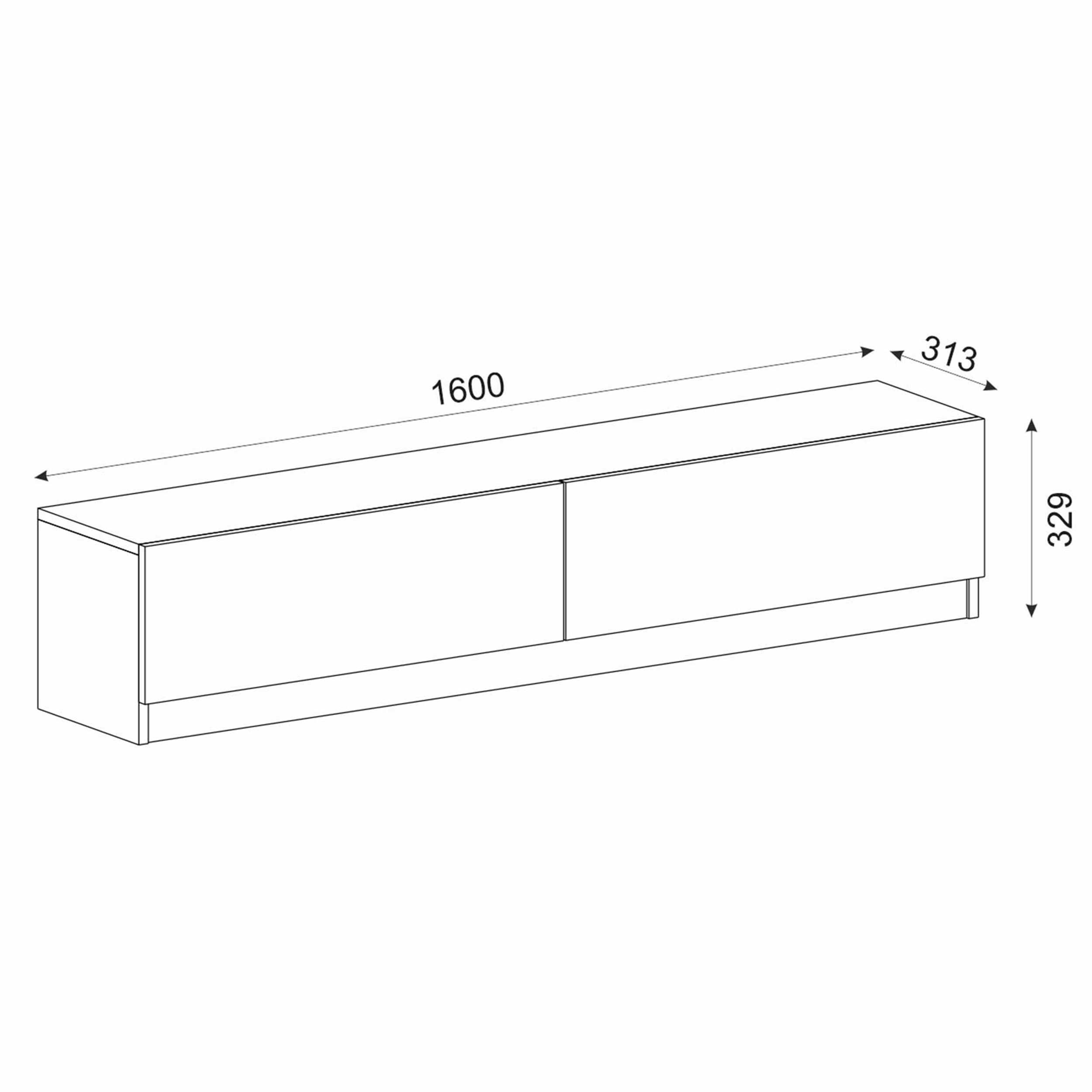 Emob TV-meubel Hank - 160x31x33cm - 2 Deuren - Wit
