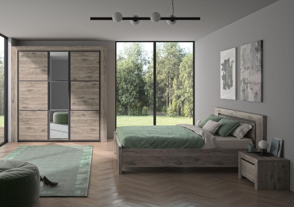 Emob Tweepersoonsbed East 140x190 - Donkere Eik