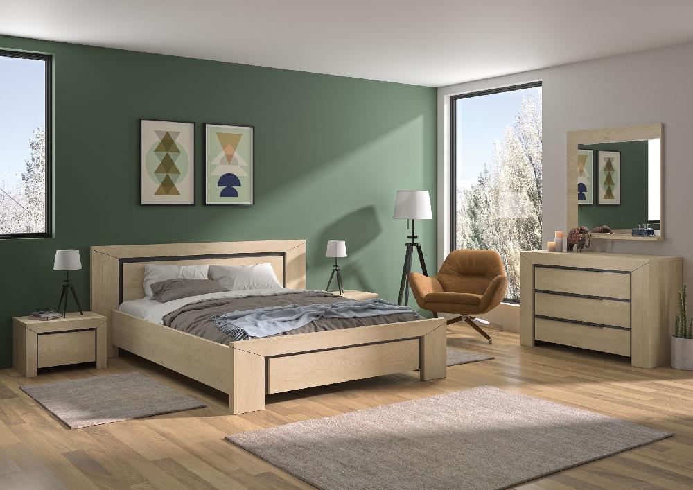 Emob Tweepersoonsbed East 140x200 - Kastanje