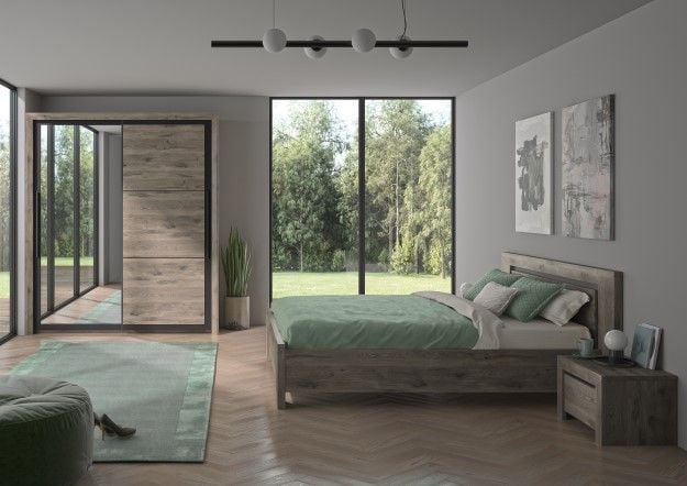Emob Tweepersoonsbed East 160x200 - Donkere Eik