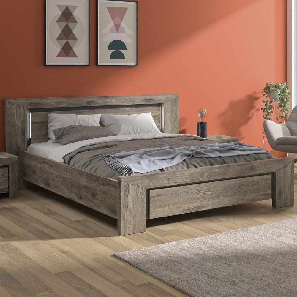 emob Tweepersoonsbed East 160x200 - donkere eik