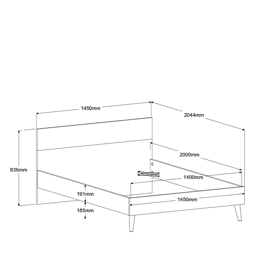 Emob Tweepersoonsbed Hardy 140x200 - Wit/eik