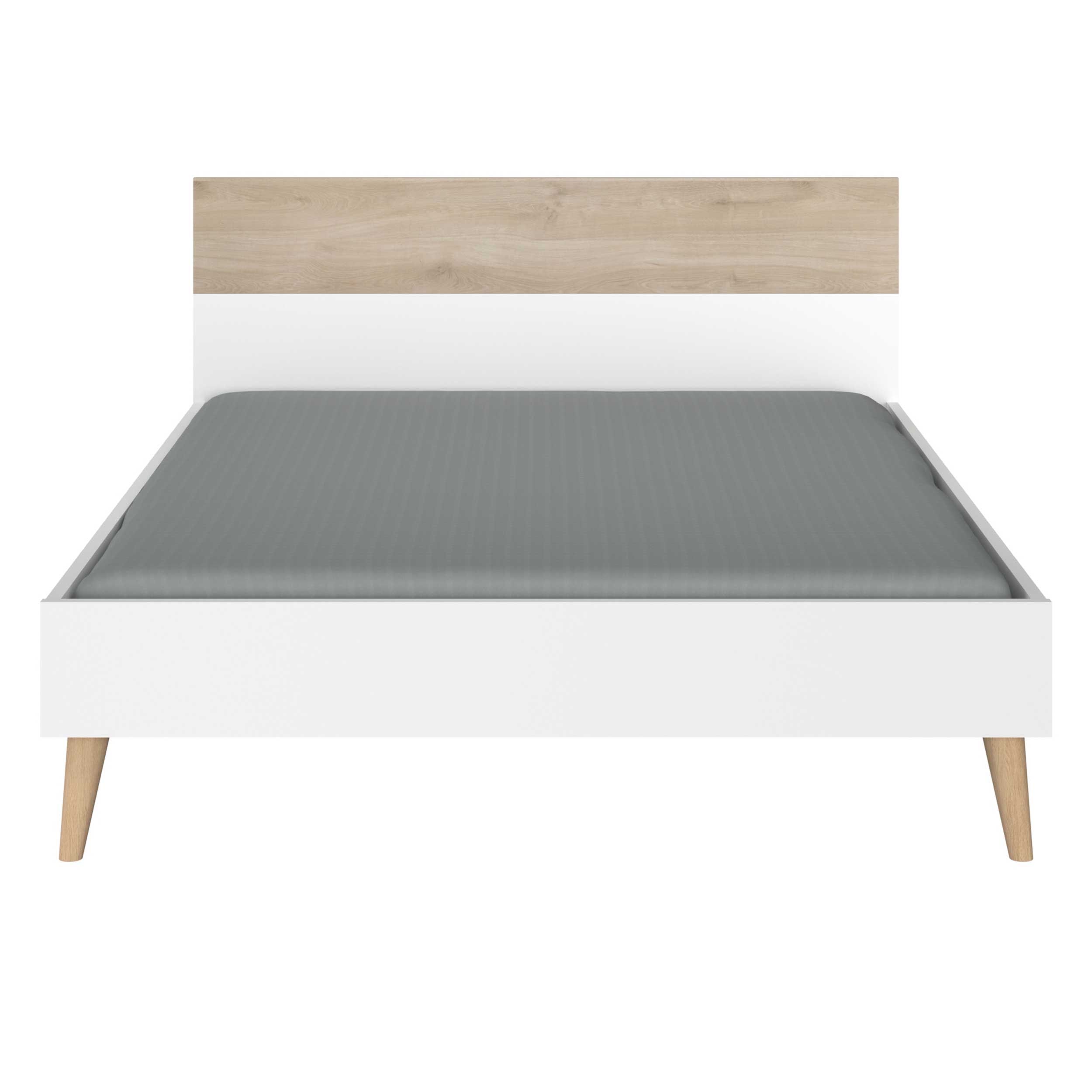 Emob Tweepersoonsbed Hardy 160x200 - Wit/eik
