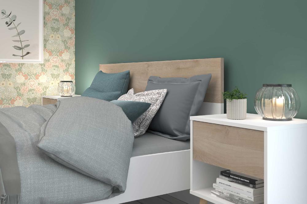 Emob Tweepersoonsbed Hardy 160x200 - Wit/eik