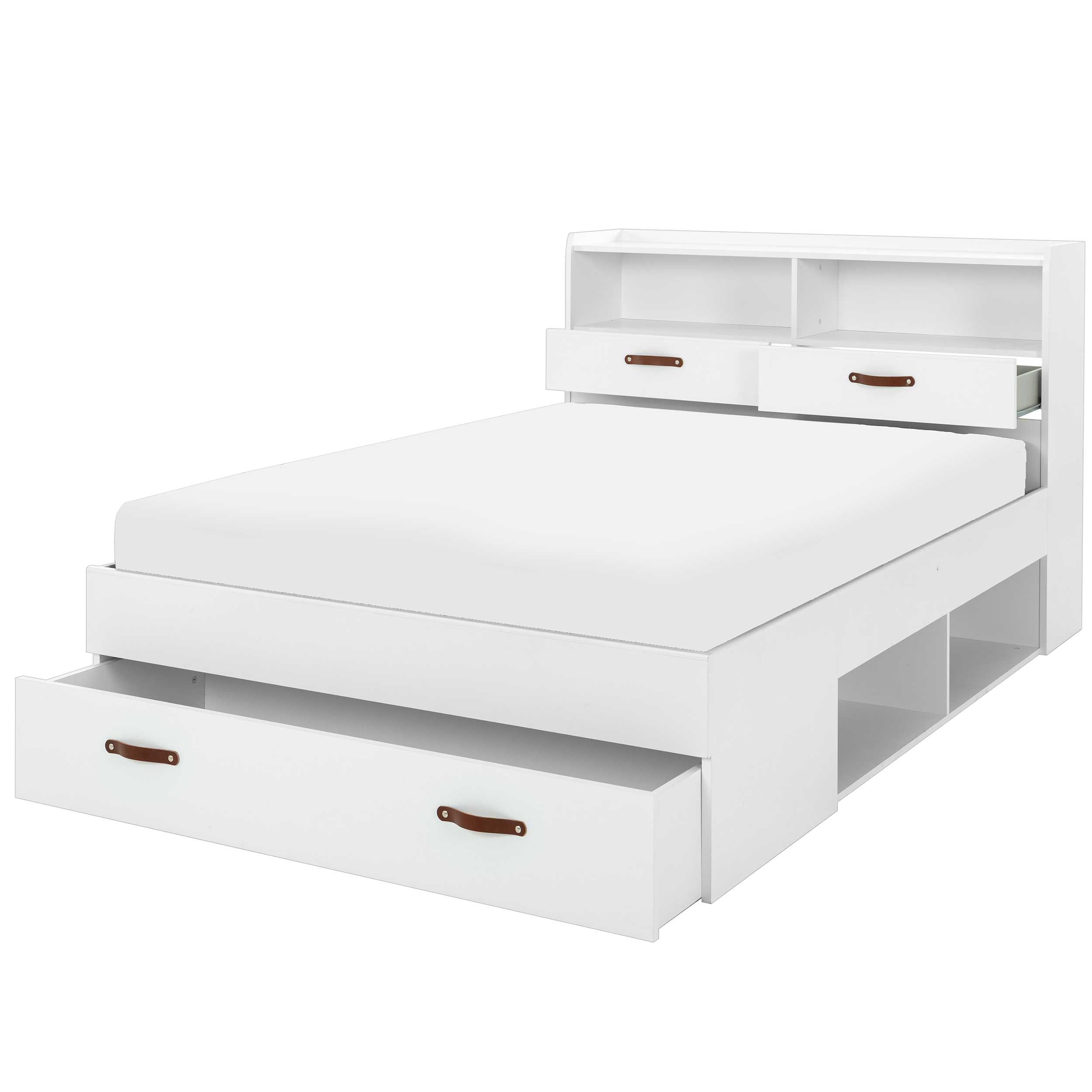 Emob Tweepersoonsbed Sabri 140x190cm 3 Lades - Wit