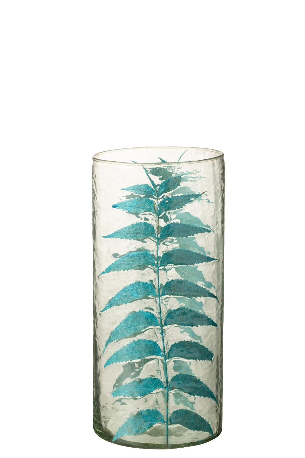 Emob Vaas Blauw Blad Glas Medium