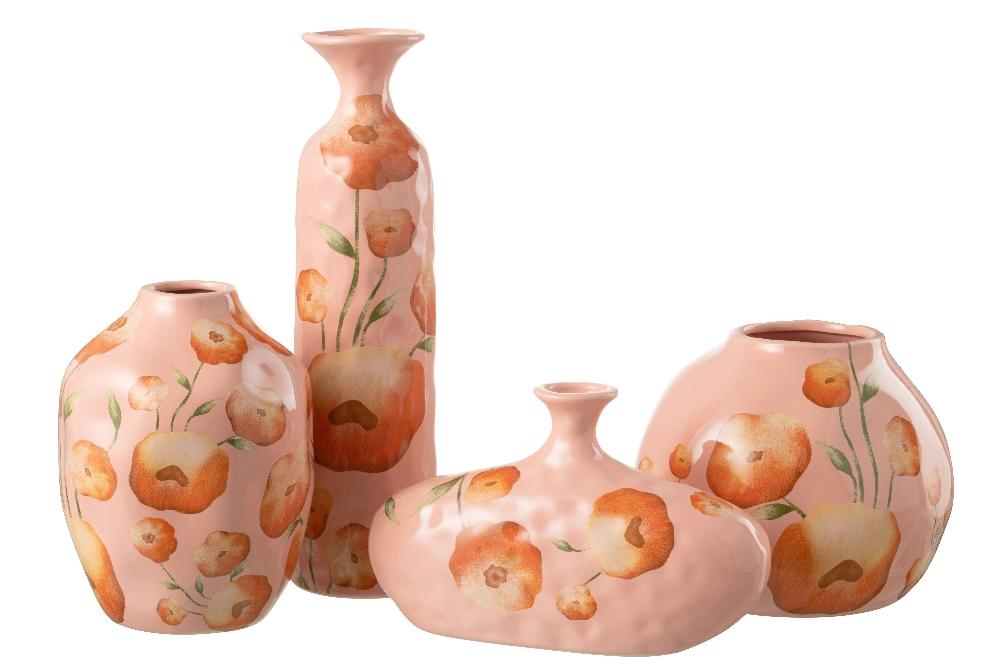 Emob Vaas Bloem Breed Keramiek Zalm/oranje