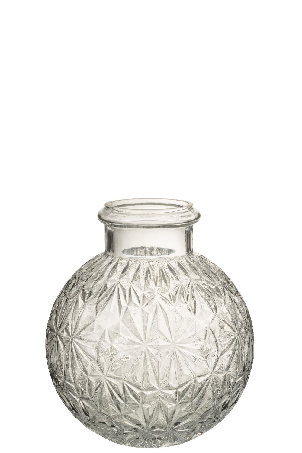 Emob Vaas Bol Geslepen Glas Transparant Small