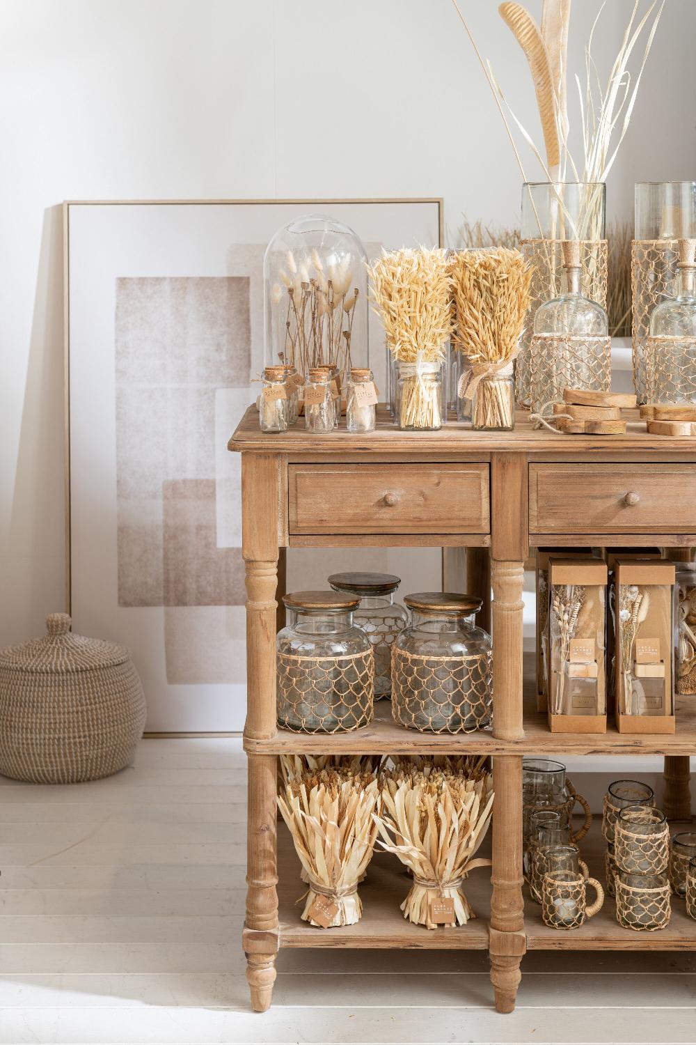 Emob Vaas Breiwerk Glas/riet Transparant Large