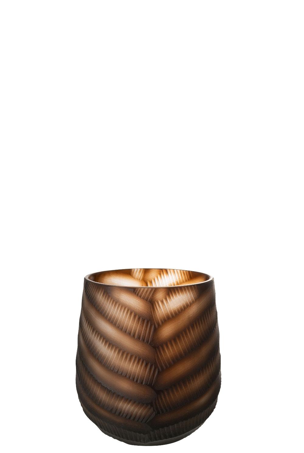 Emob Vaas Gekerfd Glas Bruin Small