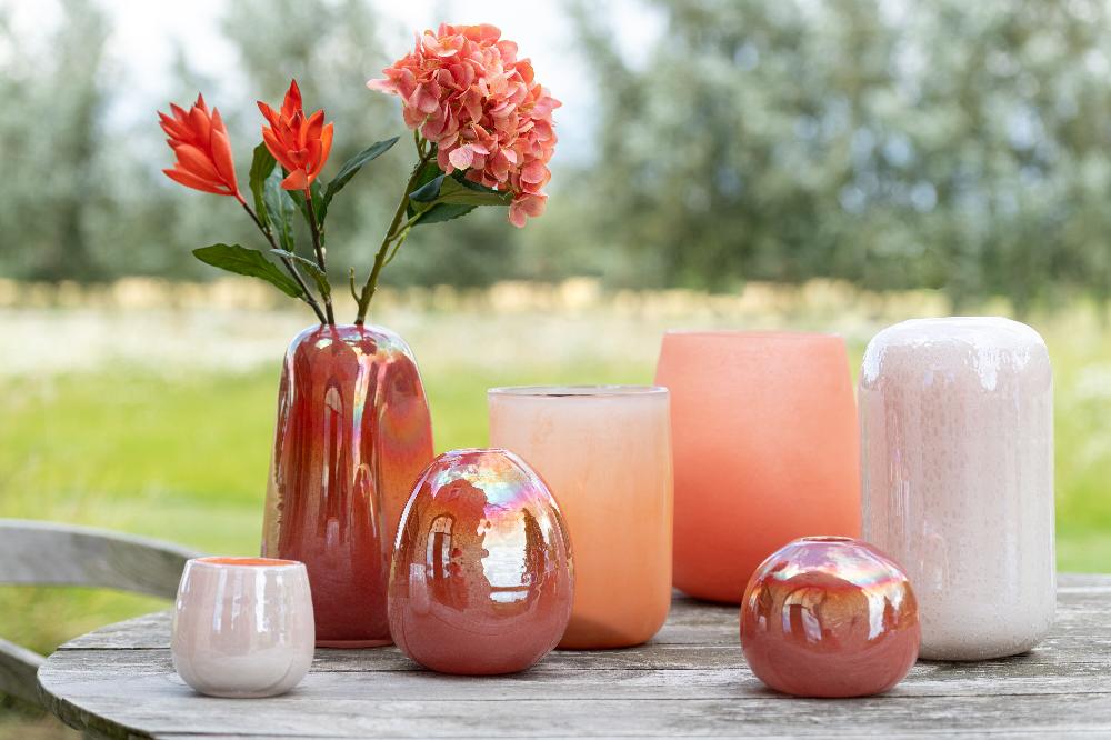 Emob Vaas Juliette Glas Oranje/roze Small