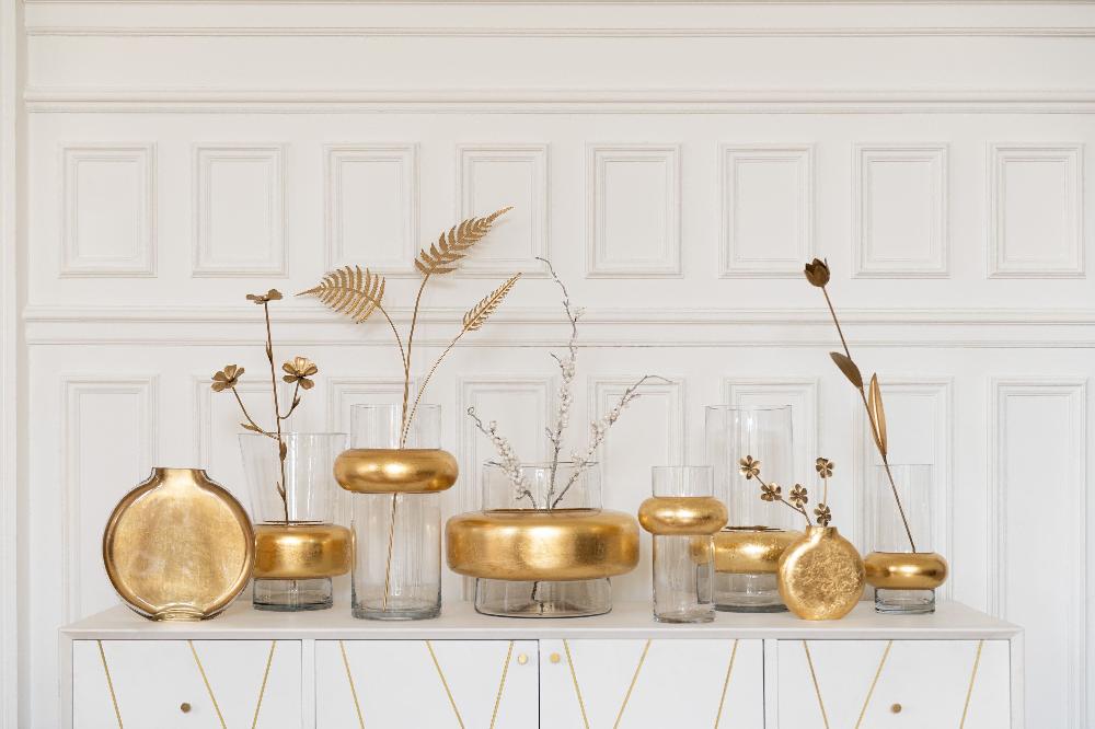 Emob Vaas Miki Glas Transparant/goud Large