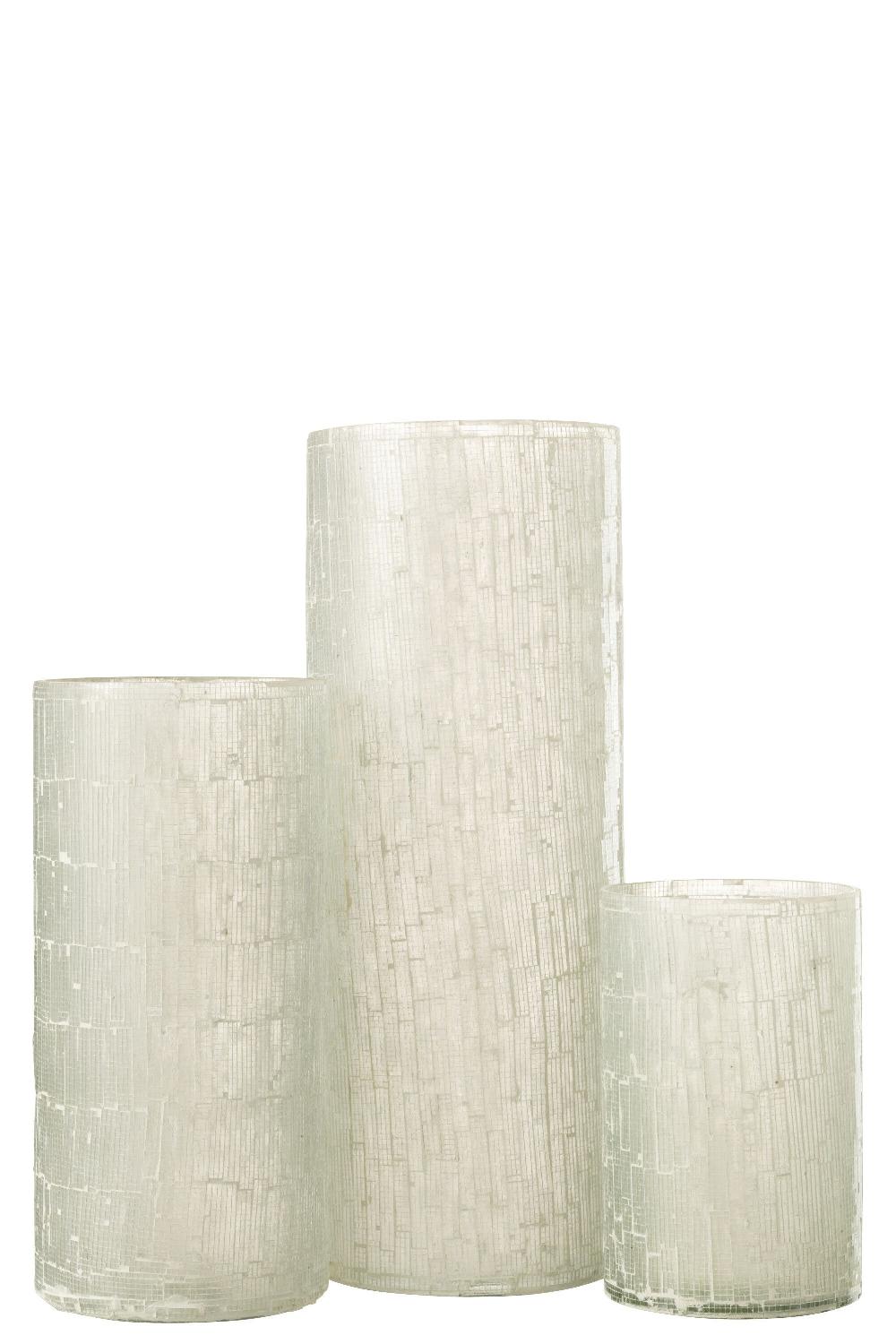 Emob Vaas Mozaiek Glas Licht Grijs Large