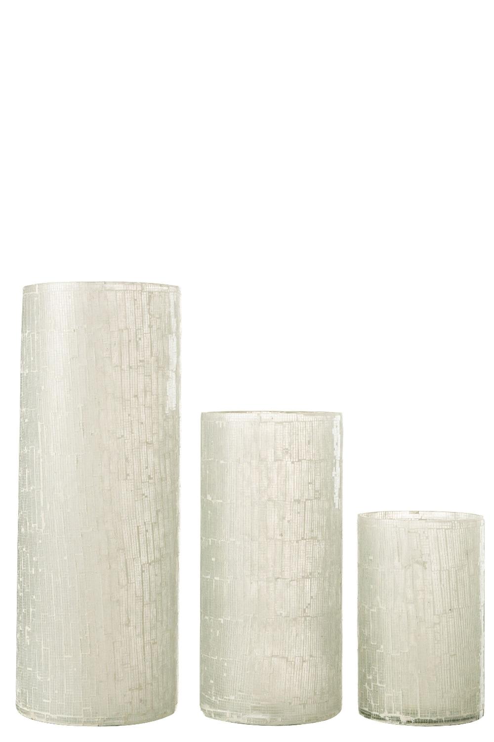 Emob Vaas Mozaiek Glas Licht Grijs Large