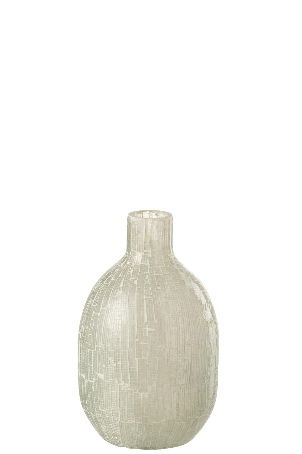 emob Vaas mozaiek rond glas licht grijs