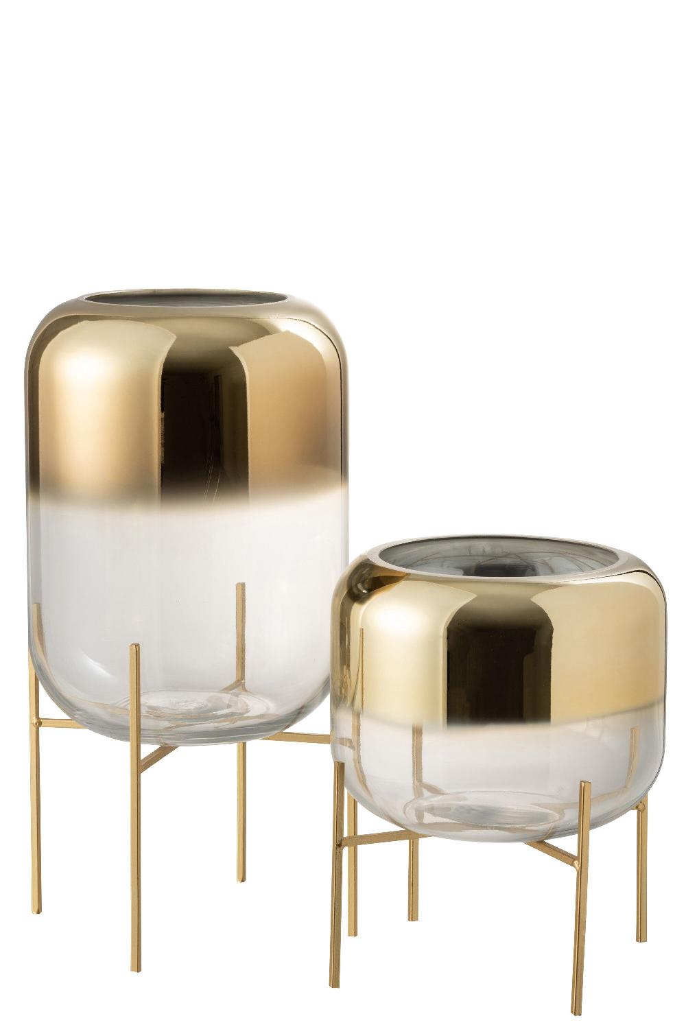 Emob Vaas Oceanne Glas Goud/transparant Large